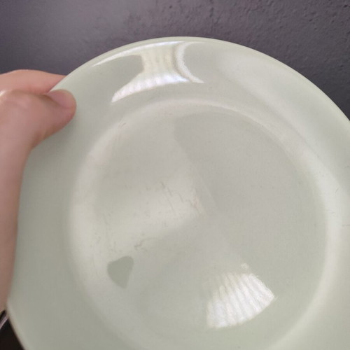 Vintage Johnson Bros Green Cloud plates used, set of two