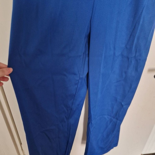Women's two-piece set XL with straight long pants and asymmetrical top blue new