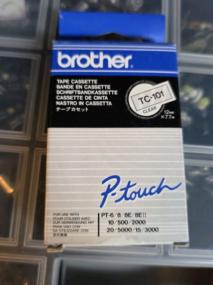 Brother TC-101 12mm Black On Clear Tape Cassette for P-Touch new
