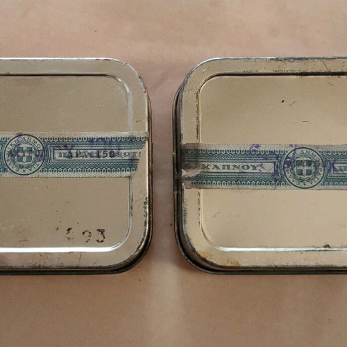 Metal tobacco tins used, pack of 2, '60s-'70s