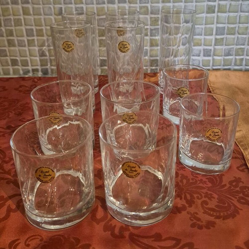 Crystal glasses for water, whiskey and wine new, set of 11 pieces