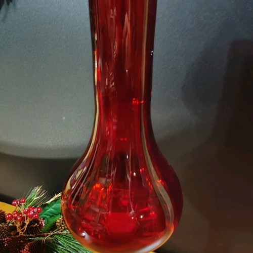 Ваза Empoli Cranberry Pink от италианско арт стъкло, нова