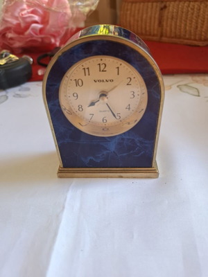 Volvo vintage quartz desk clock used, collectible advertising item 1980–1990