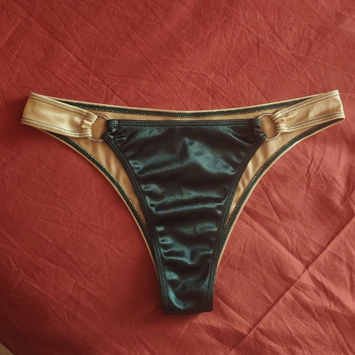 Emerald Green & Gold Metallic Bikini Set (M) – Halter Neck