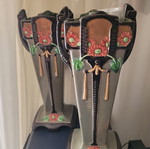 Art Nouveau faience vases like new, set of two, 12x12x30cm