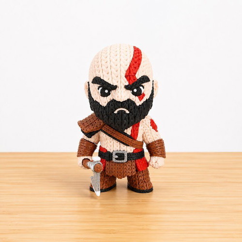 Kratos God of War crochet-style figure
