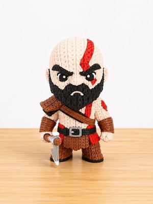 Kratos God of War crochet-style figure
