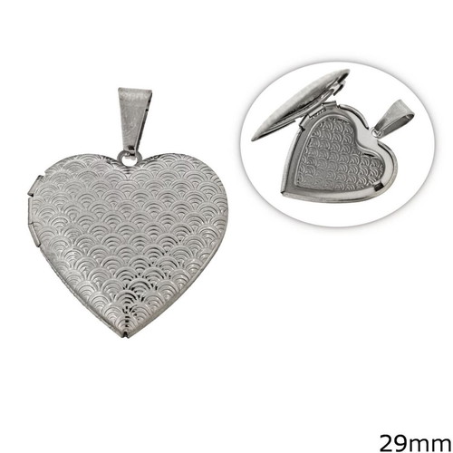 Steel Heart Locket Pendant 29mm New