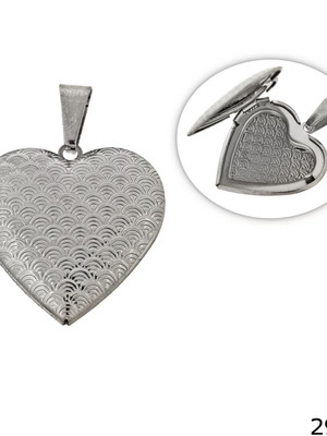 Steel Heart Locket Pendant 29mm New