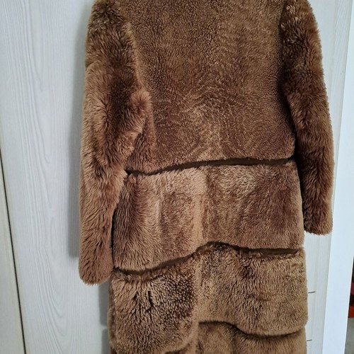 Fur coat with leather brown like new