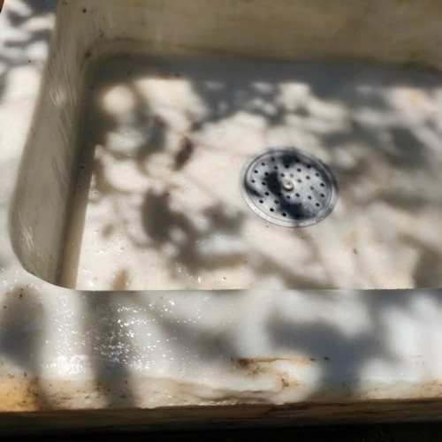 Marble sink basin used, white Penteli marble