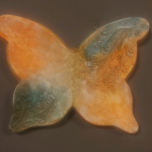 Decorative butterfly handmade from plaster 13x8 cm new