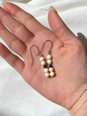 Handmade earrings with howlite and blue tiger beads made to order