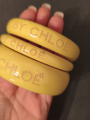See by Chloé bracelets set of 3 like new, lime resin with metal logo