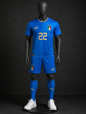 Italy 22 Zaniolo football jersey and shorts, size L