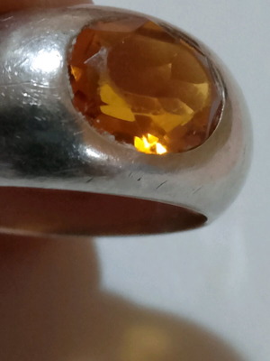 Silver ring 925 like new with orange stone