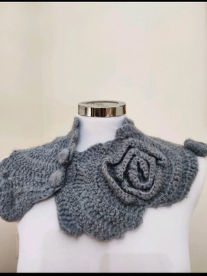 Angora yarn scarf collar new, gray