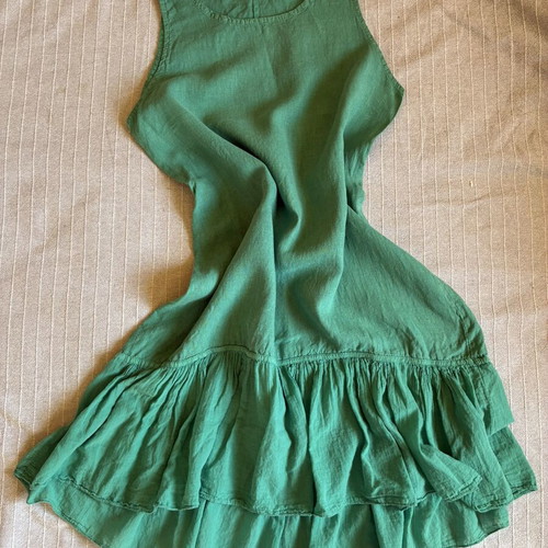 Puro Lino Italian Linen Midi Dress emerald green, like new