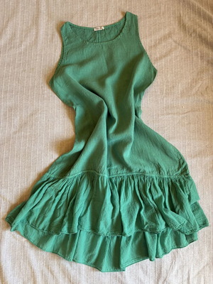 Puro Lino Italian Linen Midi Dress emerald green, like new