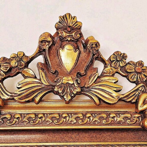 Octagonal baroque style mirror large size like new with beveled crystal