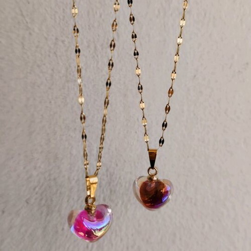 Necklaces transparent hearts new, set of two