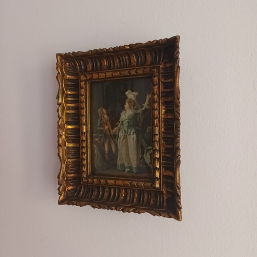 Antique silkscreen print 16x14 cm used