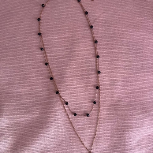 Stainless steel double necklace rose gold with eye design and black beads new