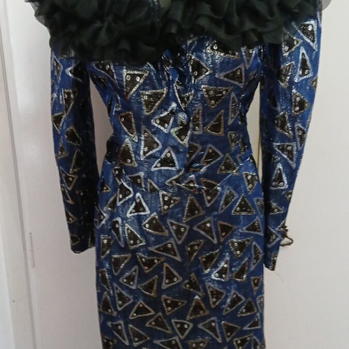 Evening suit like new, hand-sewn, blue and silver