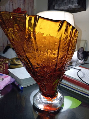 Noribo vintage asymmetrical blown vase with 26" mouth in excellent condition