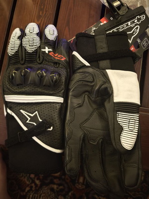 Γάντια μηχανής Alpinestars GPX V2 XXL καινούργια, μαύρο δέρμα με άσπρες λεπτομέρειες