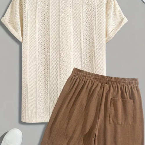 Summer set small with shorts and shirt, new, beige and brown