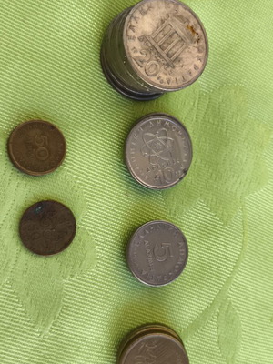 Coins used, set of 24 Greek drachma and lepta