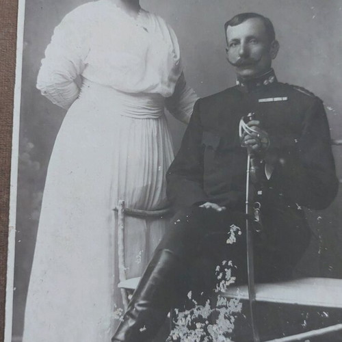 Military cardboard photograph used with damage