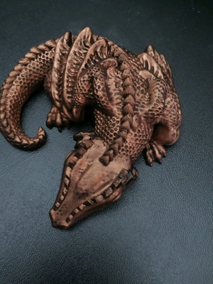 Gypsum dragon figurine in bronze color new