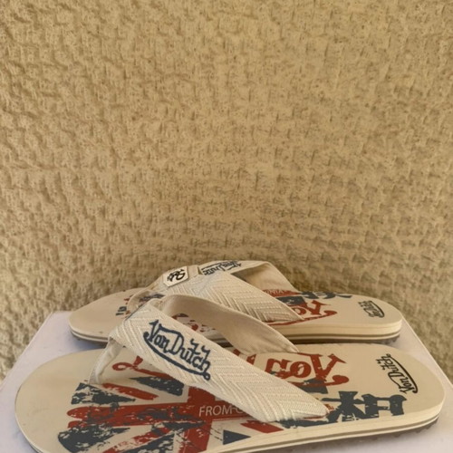 Von Dutch flip flops size 42-43, white and blue