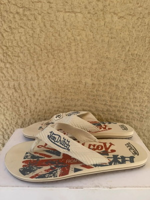 Von Dutch flip flops size 42-43, white and blue