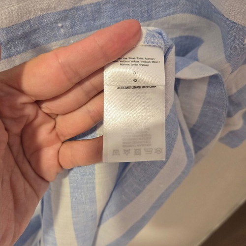 Christian Berg blouse, linen, white and blue, XL