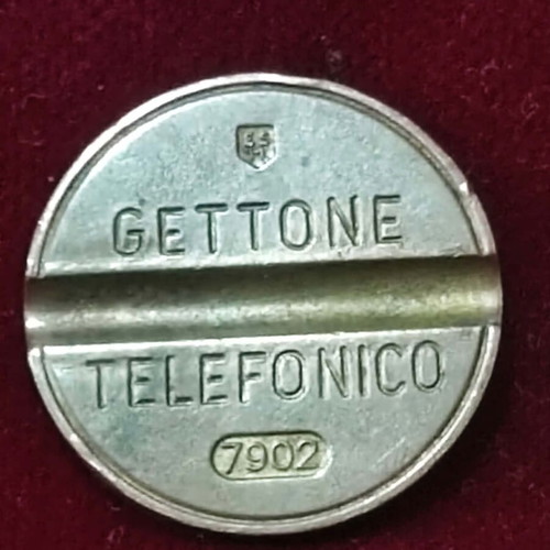 Italian collectible telephone tokens used, set of 2, copper color