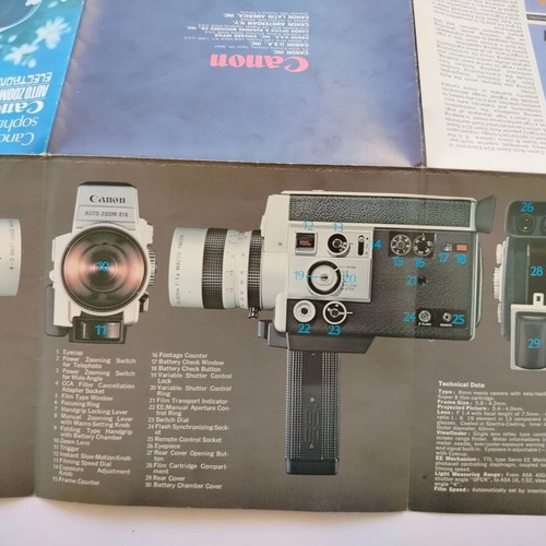 Canon Autozoom 814 Electronic brochures used, pack of 2, 70s