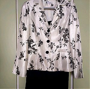 Σακάκι μεταξωτό φούστα λινή κοστούμι νούμερο 48 azzuro