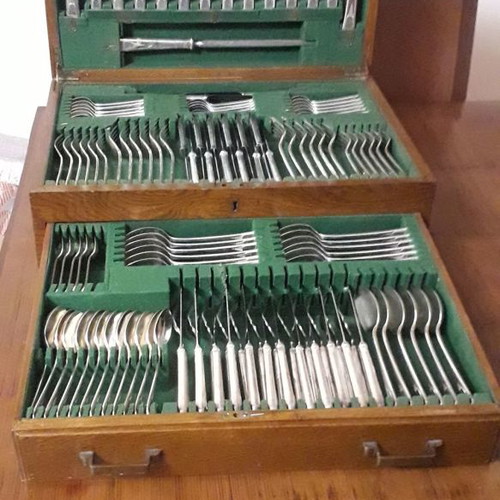 Heritage cutlery set 150 pieces with silver-plated handles and stainless steel