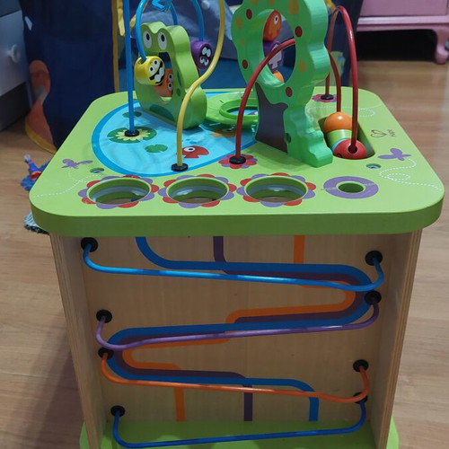 Hape Wooden Activity Cube 5-in-1 Montessori Style used