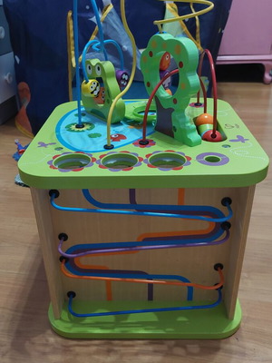 Hape Wooden Activity Cube 5-in-1 Montessori Style used