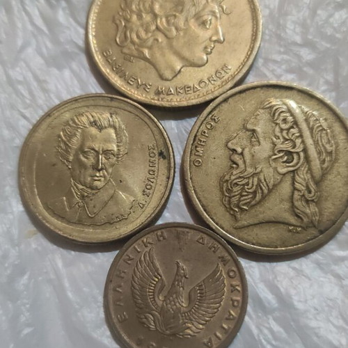 Greek coins set like new, 6 drachmas from 1973 to 1992