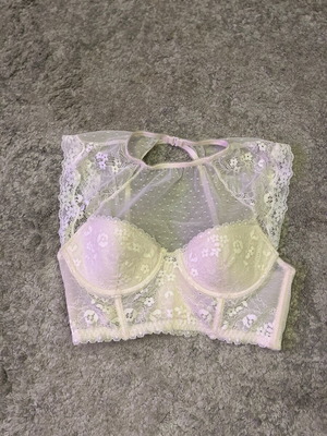 Esmara Lingerie Bustier 75A used, beige lace and tulle