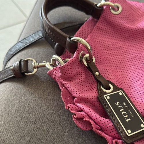 Tous small handbag with two handles and long strap, pink, new