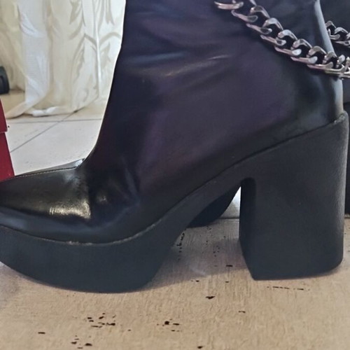 Migato black ankle boots size 38 like new with decorative chain