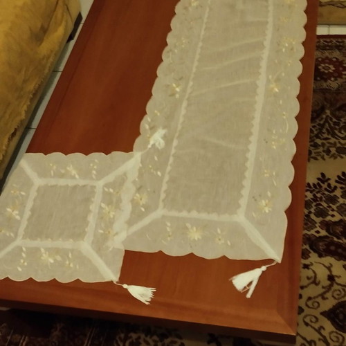 Set of three embroidered organza pieces used