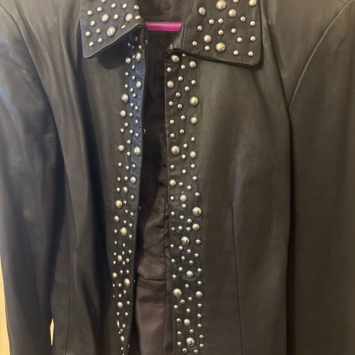 Anna Riska dark brown genuine leather jacket like new XL with studs