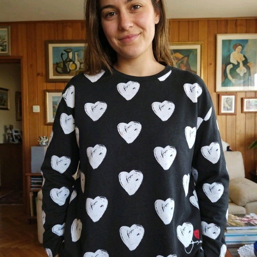 Desigual women's sweatshirt hearts like new, black, size L